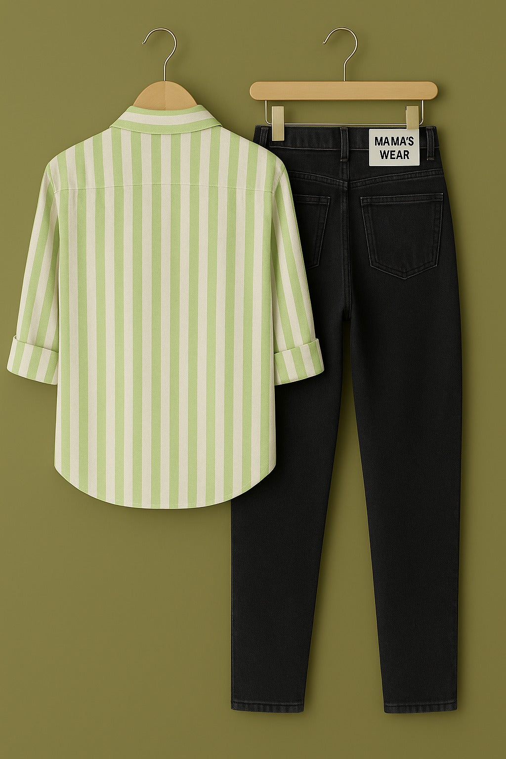 Pure cotton Light green stripe shirt Jeans combo for men