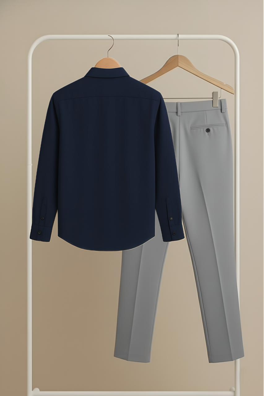 Blue – Grey Premium Shirt & Pant Combo (Multi Horse Logo)