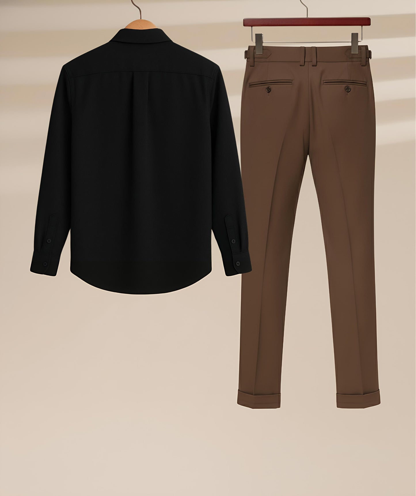 Mens Black Shirt Brown Gurkha Pant