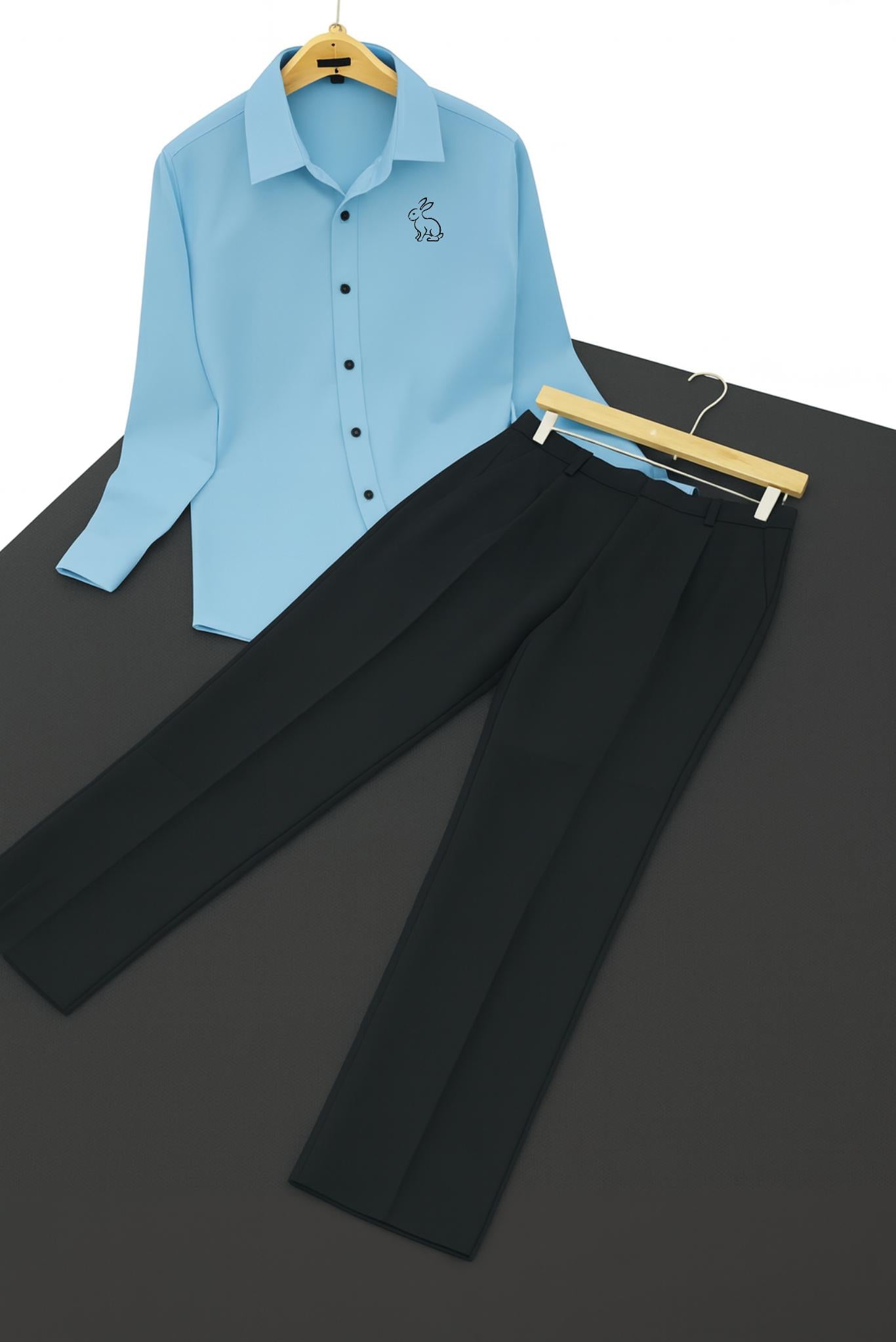 Mens Sky Rabbit Logo Shirt Premium Black Pant