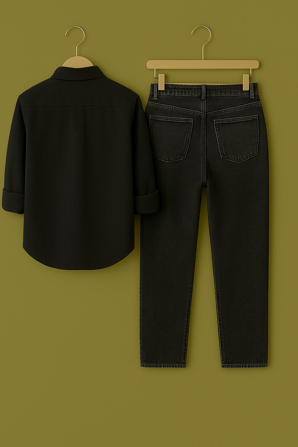 Mens Formal black Shirt Jeans Combo