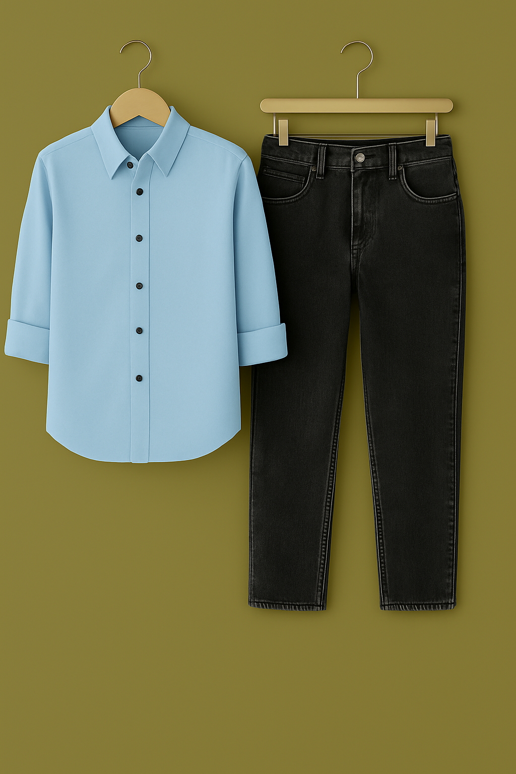 Mens Formal sky Shirt Jeans Combo
