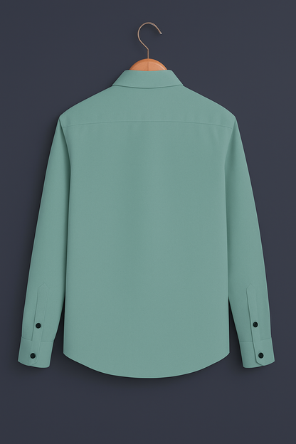 Face Embroidered Mint Green Luxury Shirt