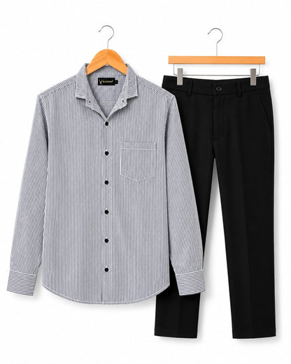 Mens Striped Shirt Pant Combo