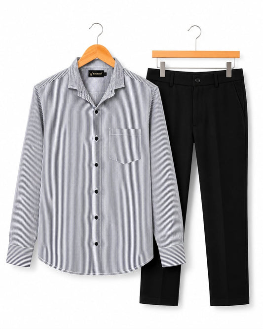 Mens Striped Shirt Pant Combo