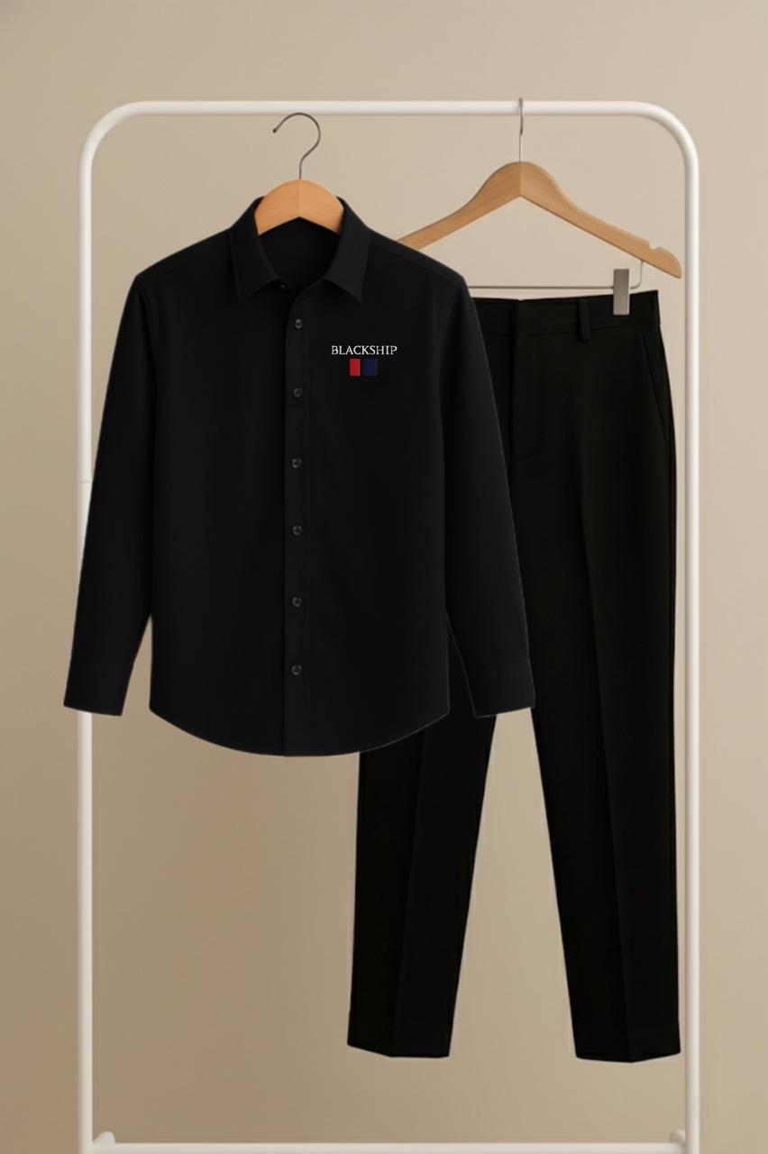 Black – Black Premium Shirt & Pant Combo (Blackship Logo)