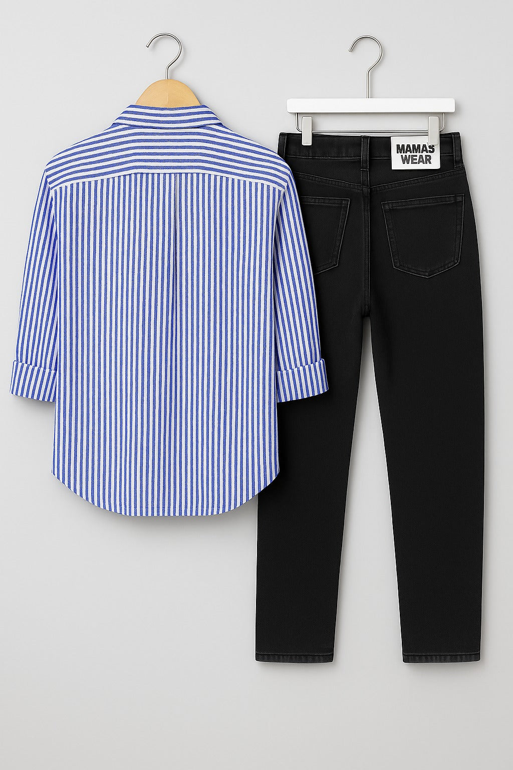 Blue Stripe On White Cotton Shirt Jeans Pant Combo