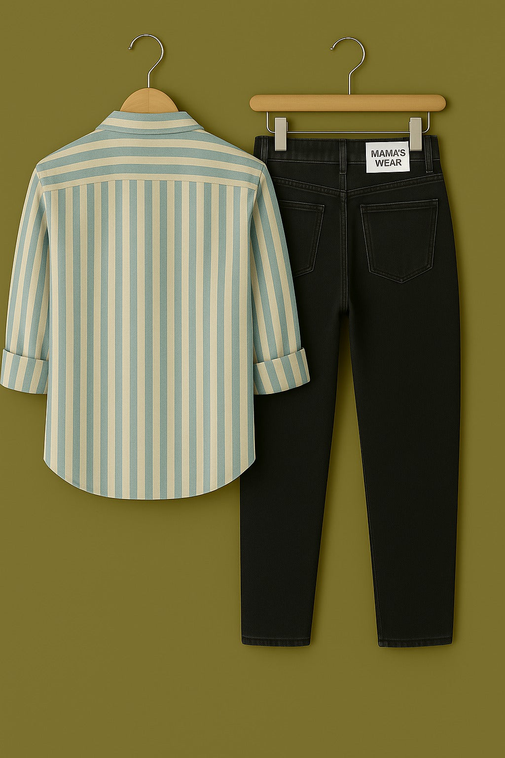Pure cotton Sky stripe shirt Jeans combo for men