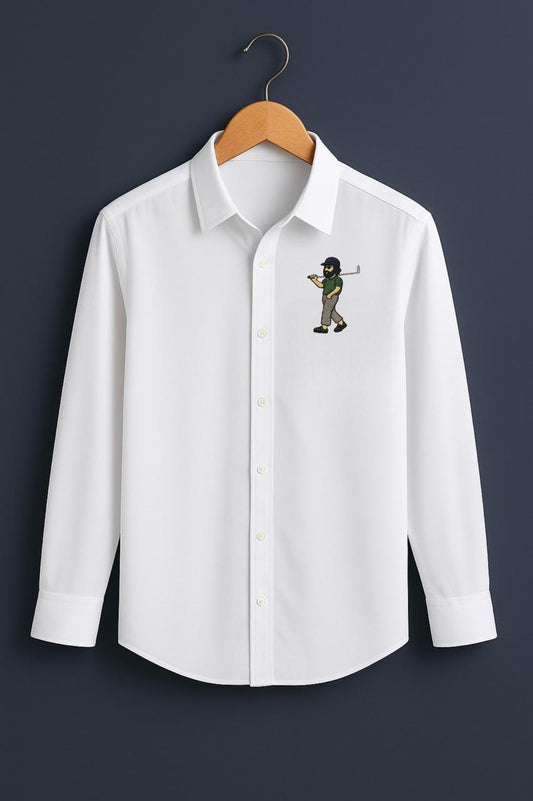 Golf Boy Embroidered White Luxury Shirt