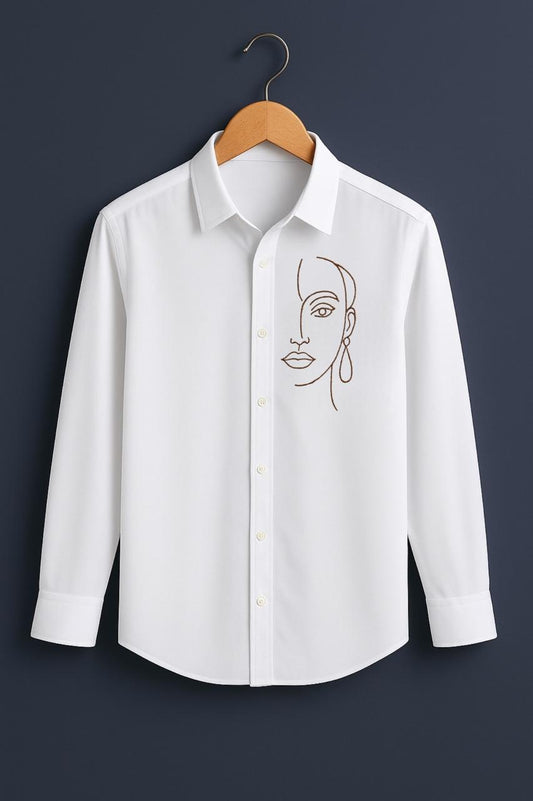 Face Embroidered White Luxury Shirt