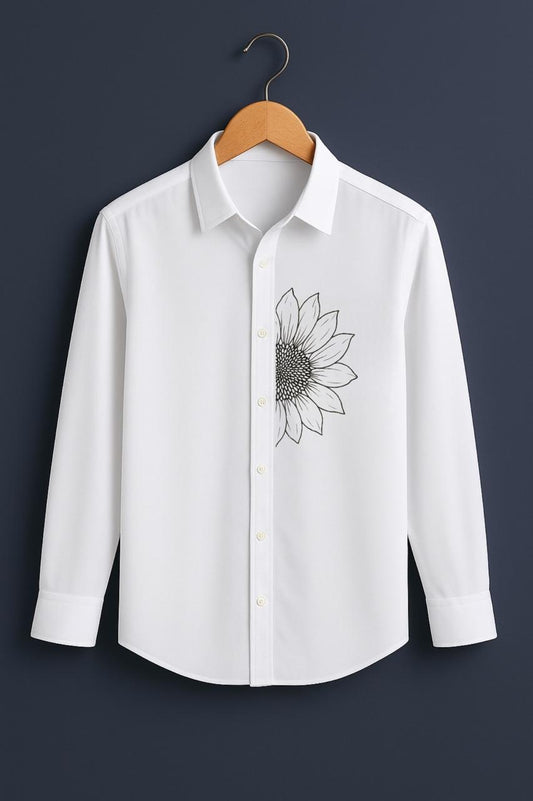 Sunflower Embroidered White Luxury Shirt