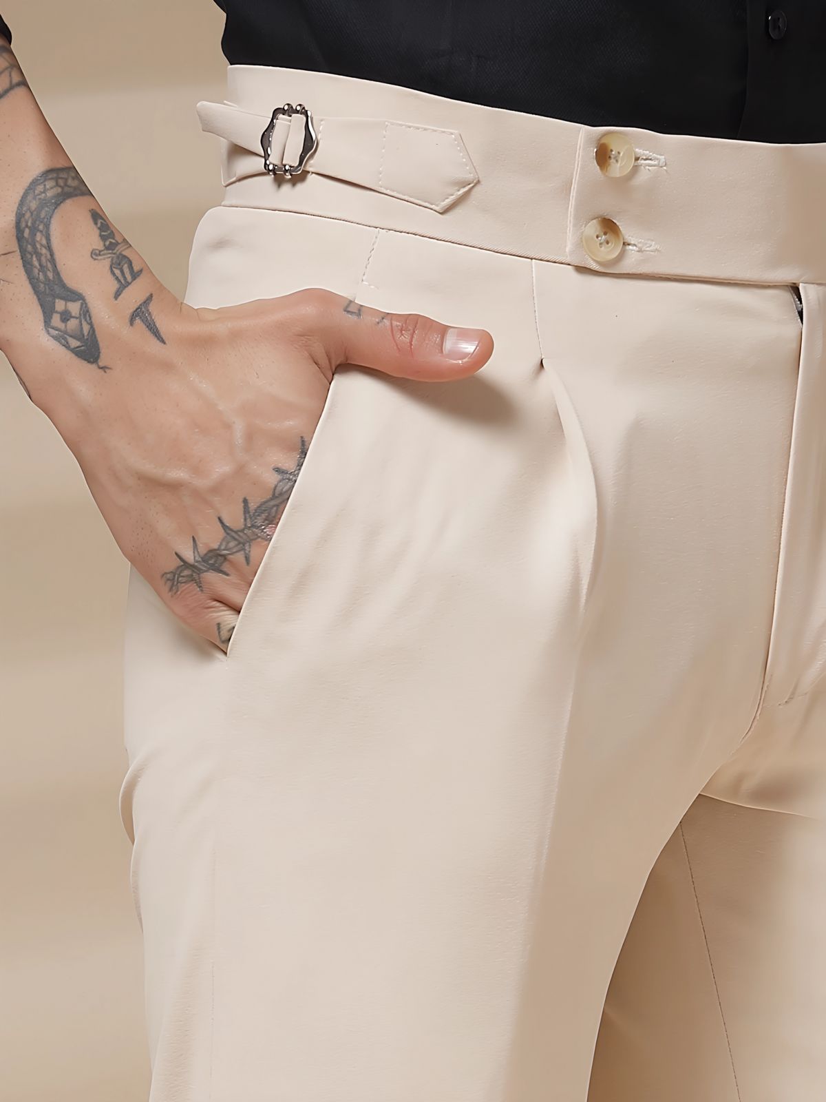 Mens Premium Cream Gurkha Pant