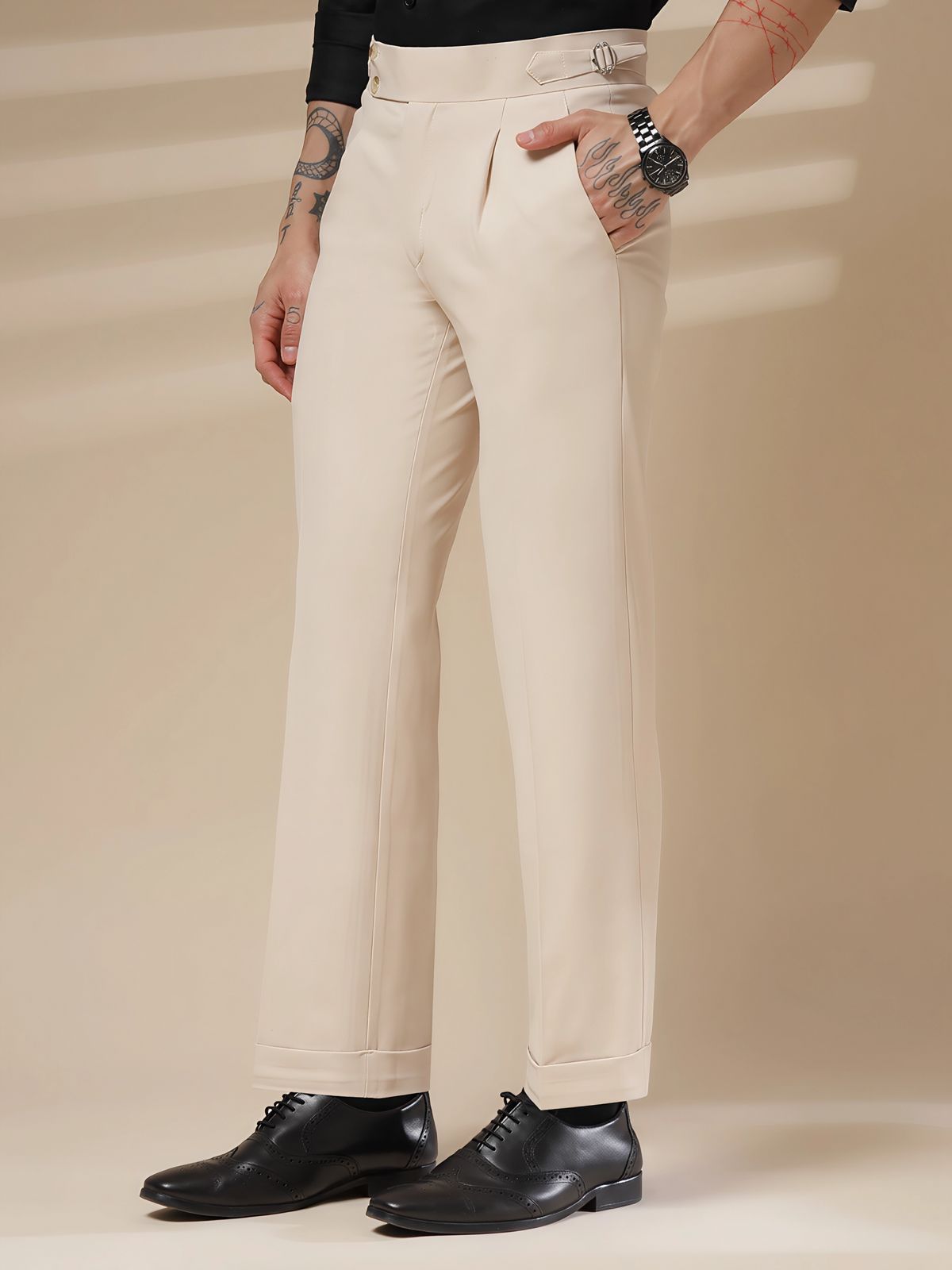 Mens Premium Cream Gurkha Pant