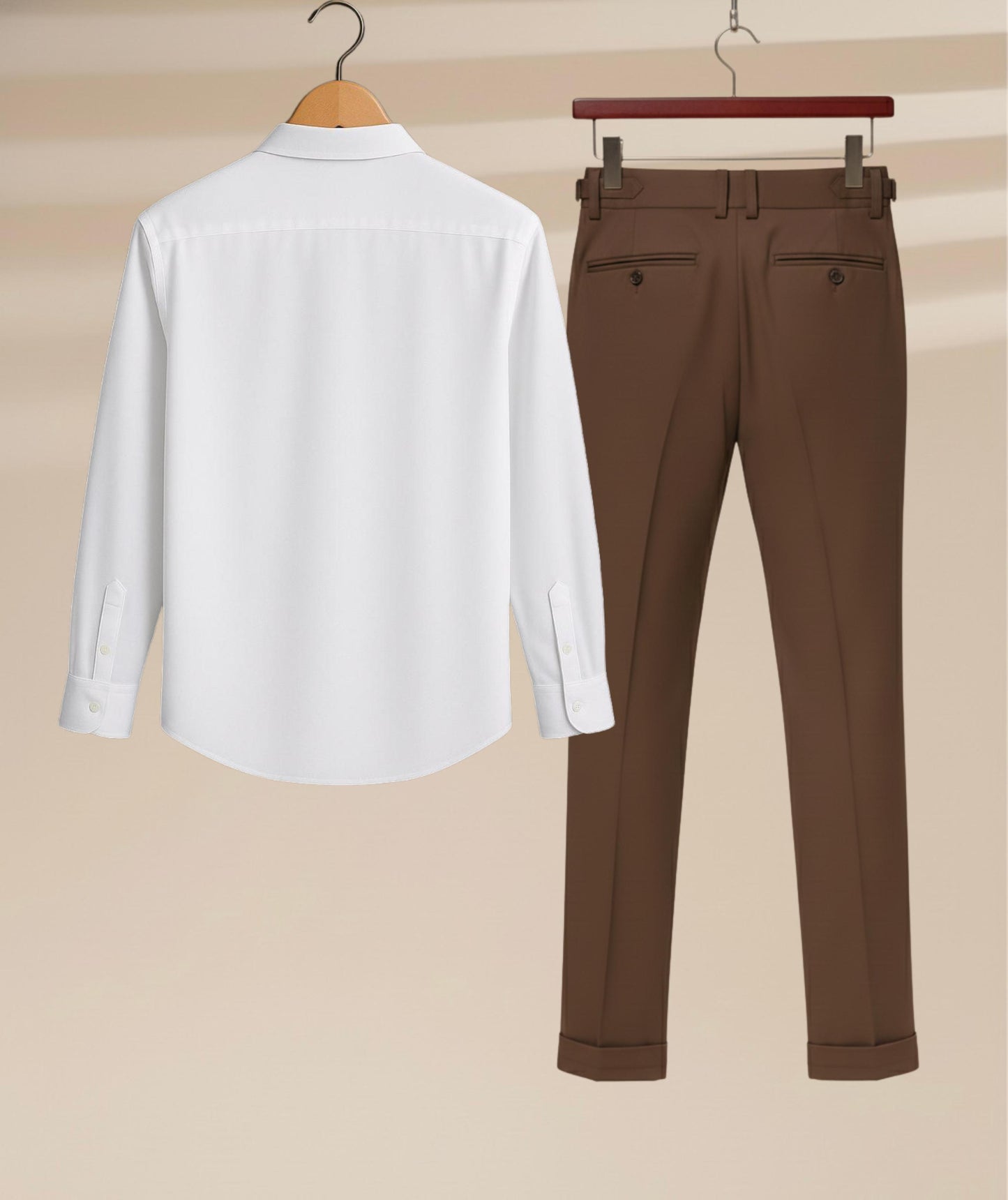 Mens White Shirt Brown Gurkha Pant