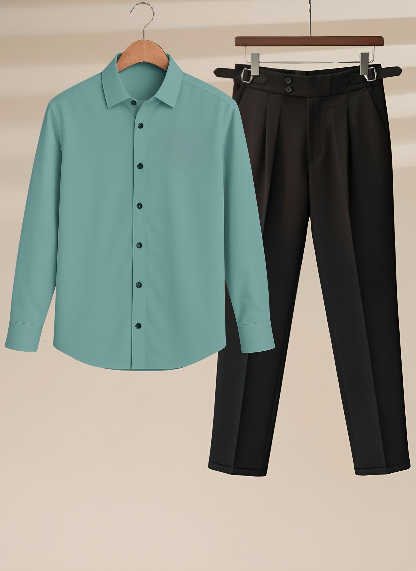 Mens Mint Green Shirt Black Gurkha Pant