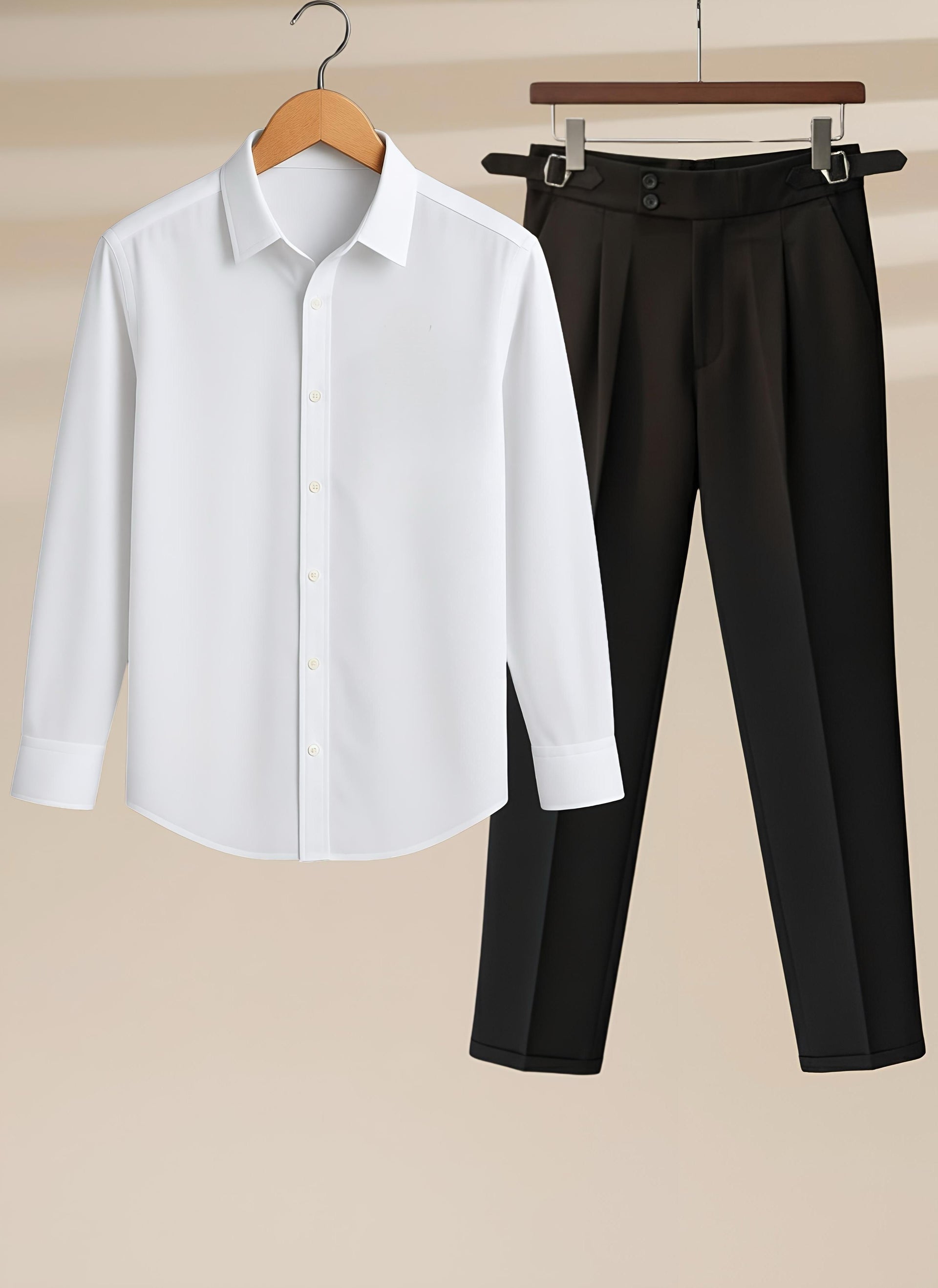 Mens White Shirt Black Gurkha Pant
