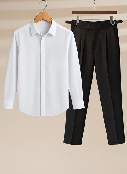 Mens White Shirt Black Gurkha Pant
