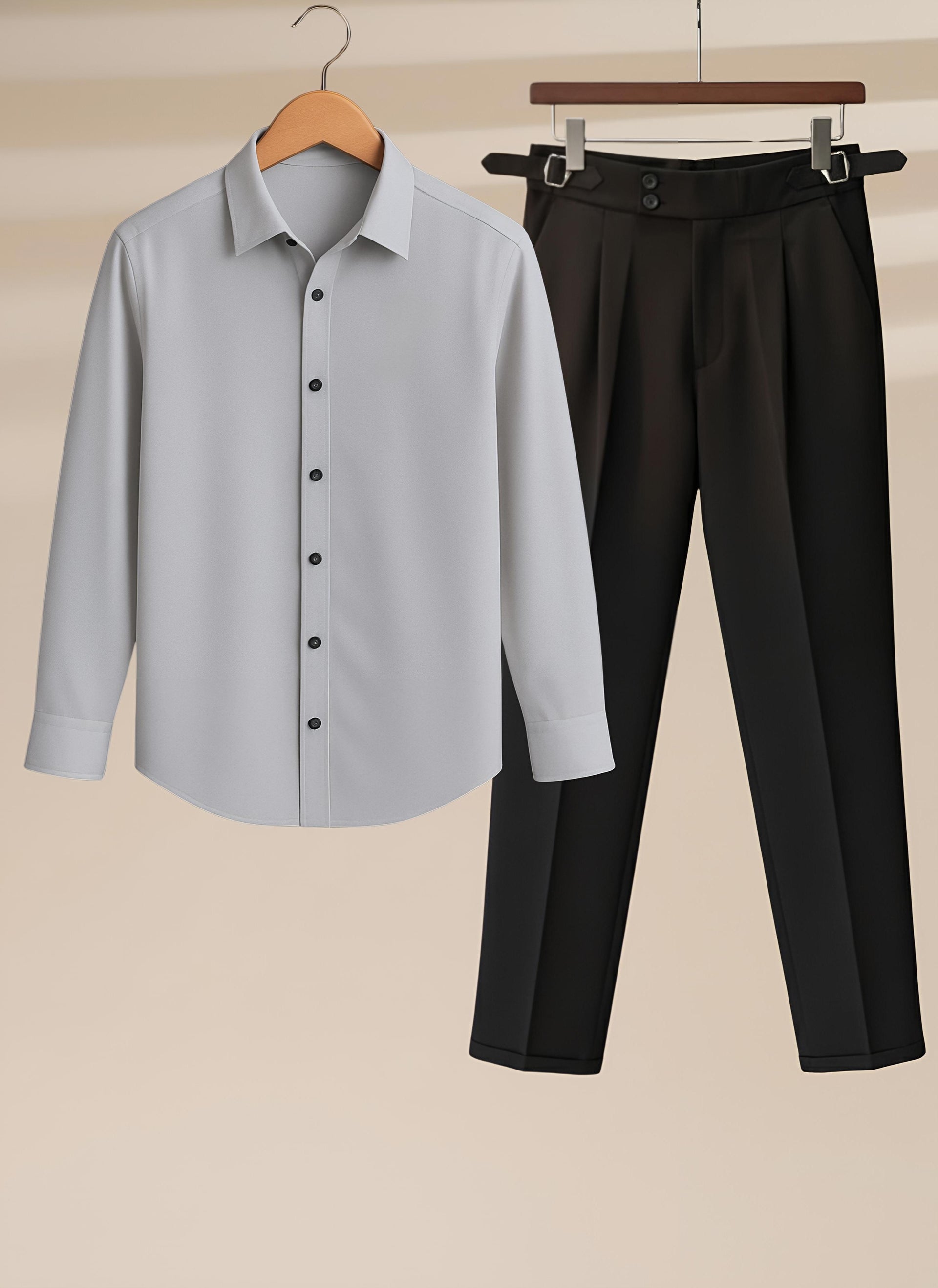 Mens Grey Shirt Black Gurkha Pant