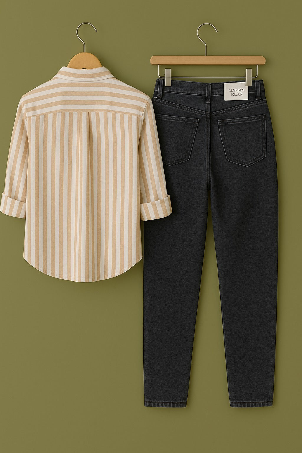 Pure cotton Light Brown stripe shirt Jeans combo for men