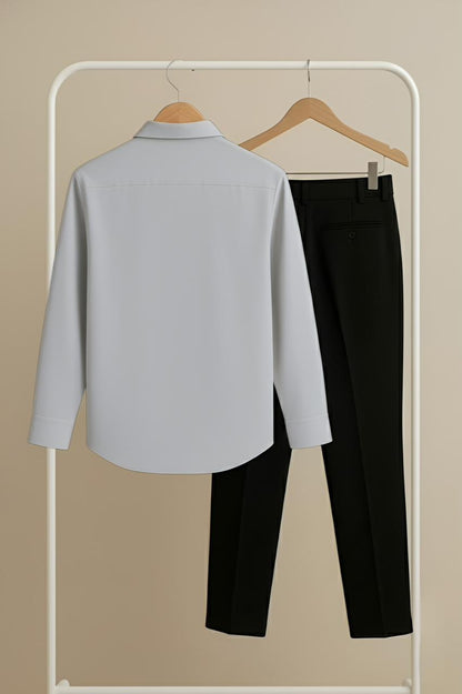 Grey–Black Premium Shirt & Pant Combo – Round Brown Deer Logo