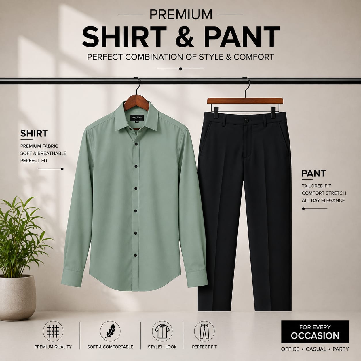 Premium Pista Shirt Black Pant