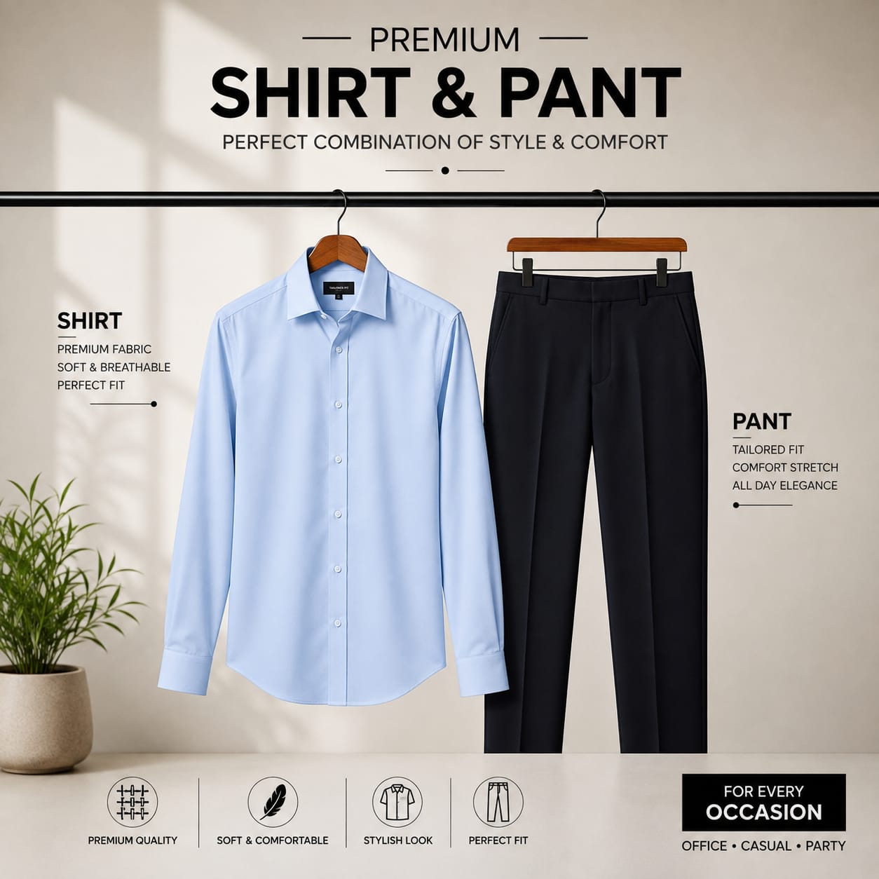 Premium Sky Shirt Black Pant