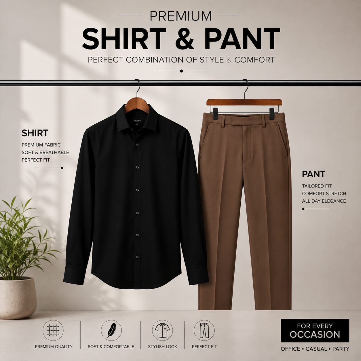 Premium black Shirt Brown Pant