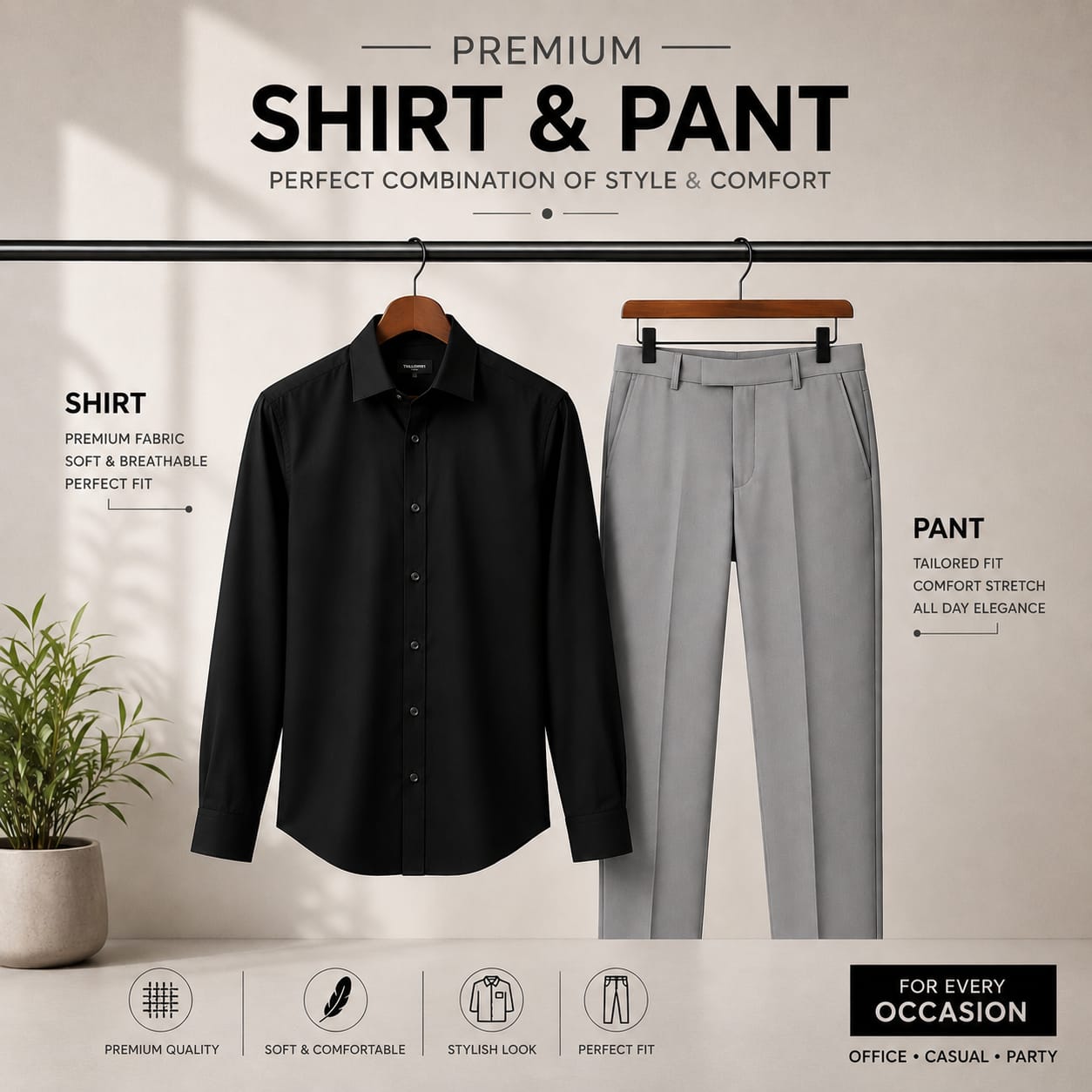 Premium Black Shirt Grey Pant
