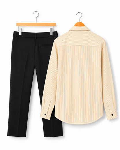 Mens Striped Shirt Pant Combo