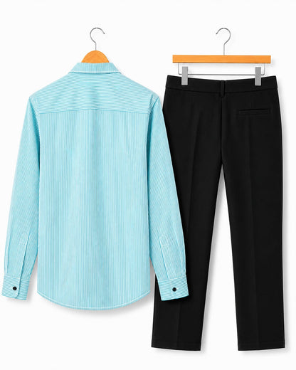 Mens Striped Shirt Pant Combo
