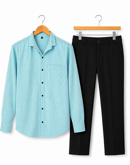 Mens Striped Shirt Pant Combo