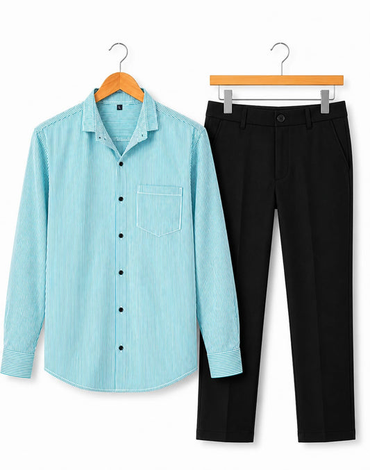 Mens Striped Shirt Pant Combo