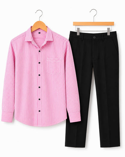 Mens Striped Shirt Pant Combo
