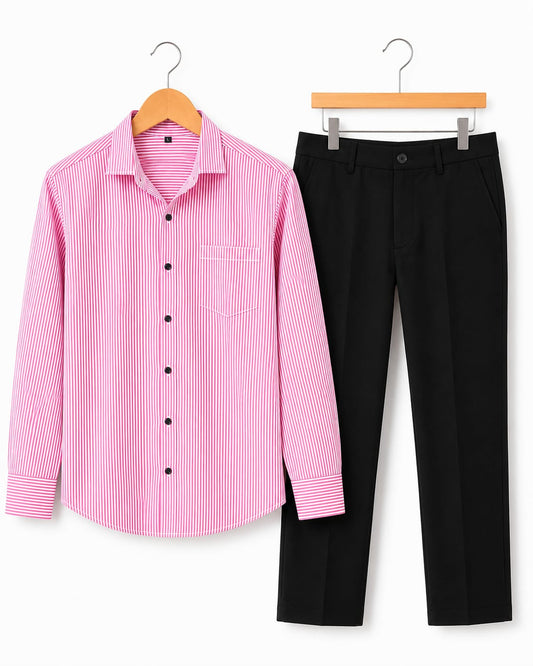 Mens Striped Shirt Pant Combo